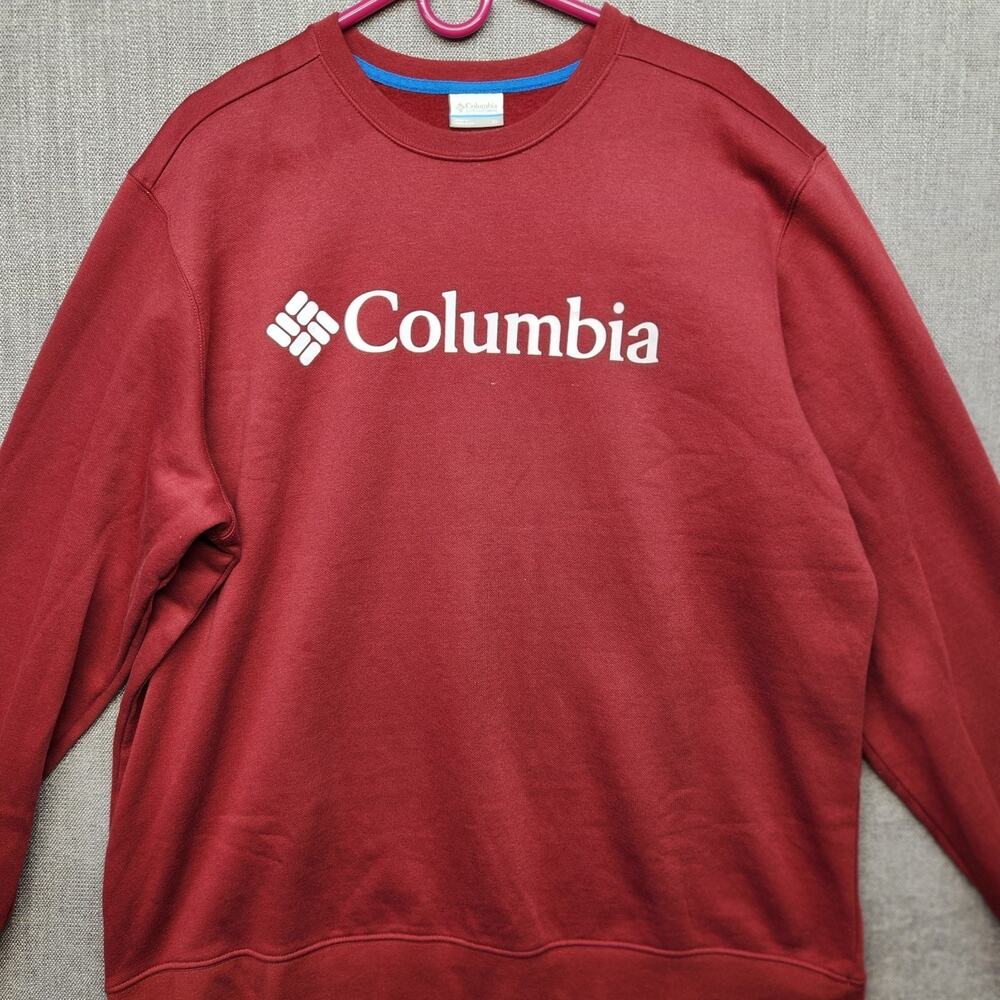Columbia Sportswear Mens XL Logo Crewneck Sweatshirt Red Pullover Outdoor